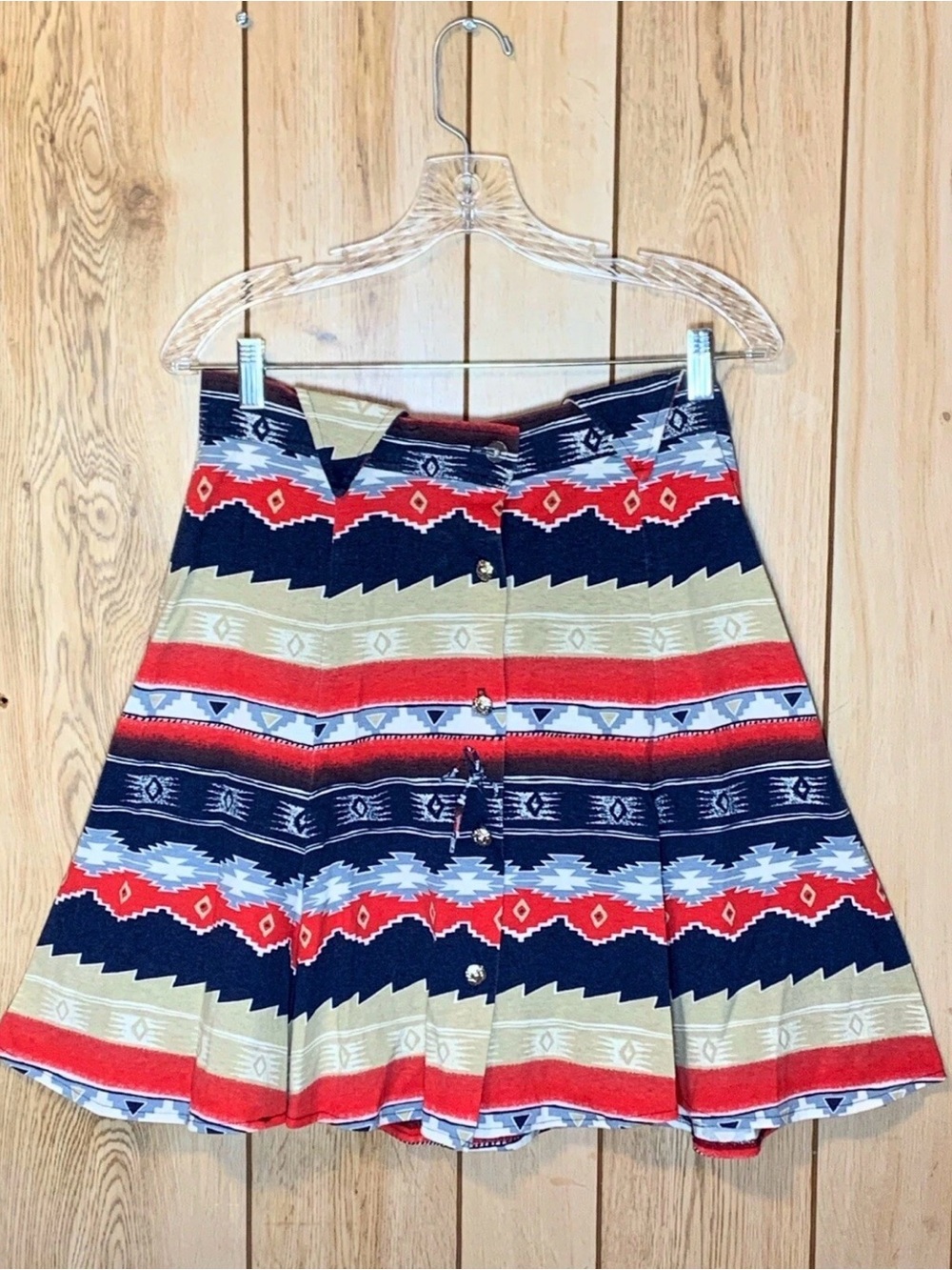 VTG Ozark Mountain Jean Conp Coquette Western Button Skirt Womens LG Aztec Y2K